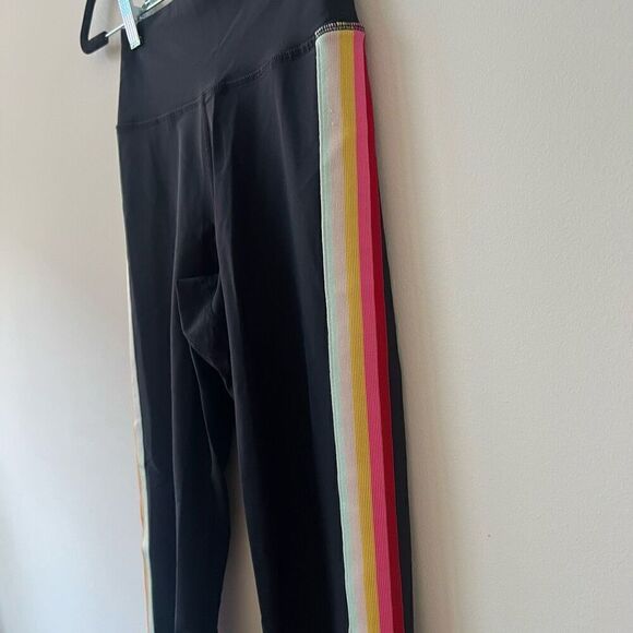 Spiritual Gangster Women's Black Rainbow Side Stripe High Rise Leggings Size XS - Picture 4 of 10